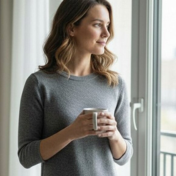 Proenza Schouler Tweed Gray Wool Three Quarter Sleeve Sweater Size Small - Picture 2 of 7